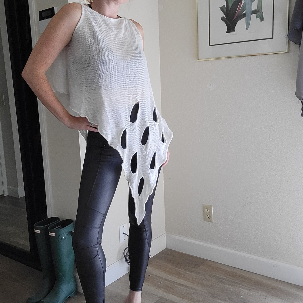 PierAntonio Gaspari white linen top drape type edgy garment made in Italy